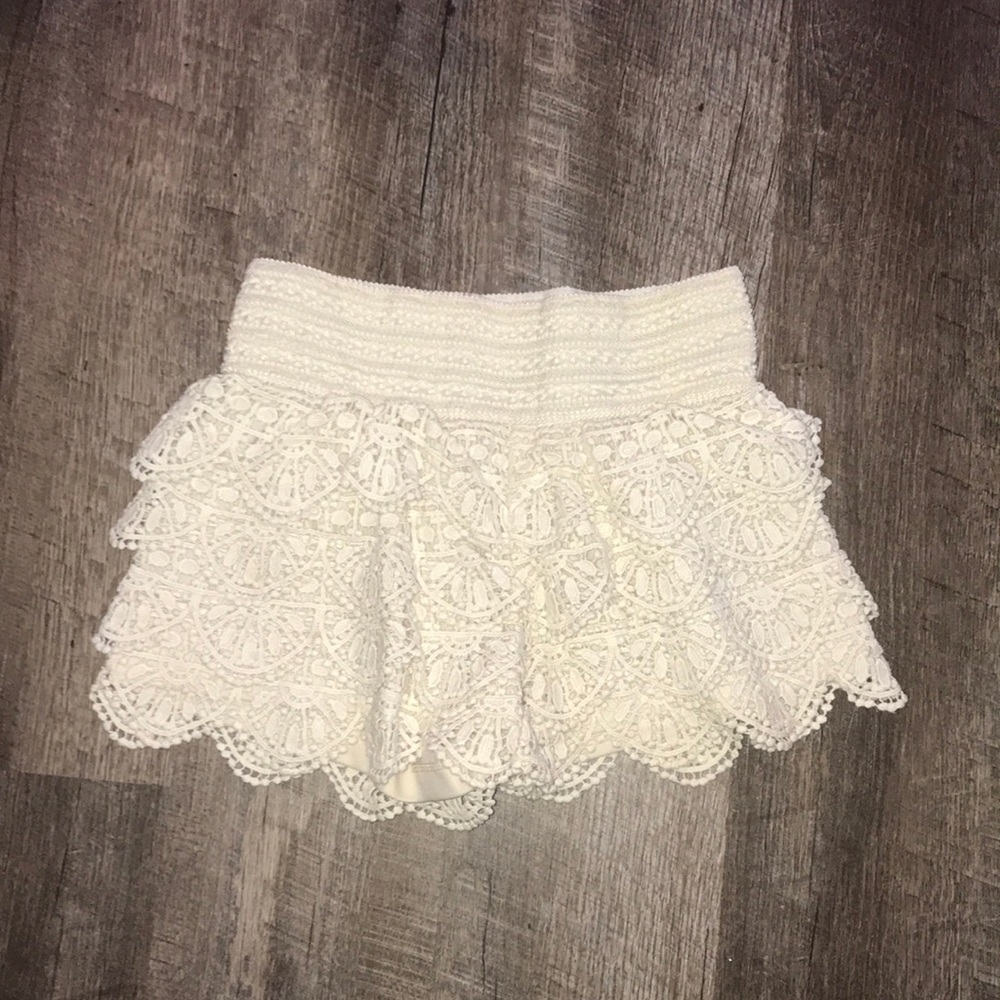 Crocheted White Shorts